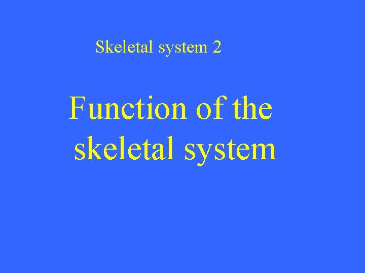 Skeletal system 2 Function of the skeletal system 