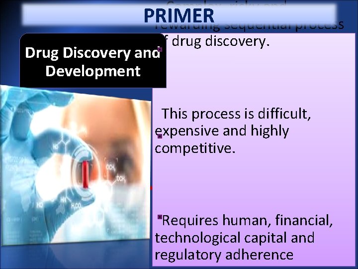 Complex, risky and PRIMER rewarding sequential process of drug discovery. Drug Discovery and Development