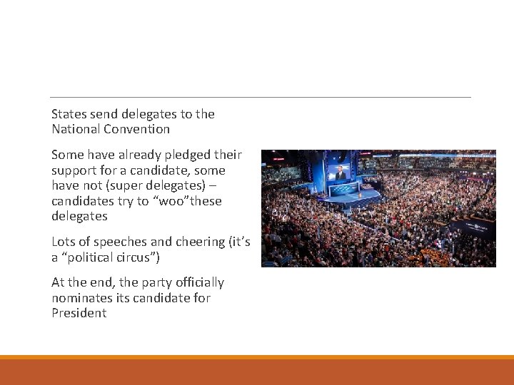 States send delegates to the National Convention Some have already pledged their support for