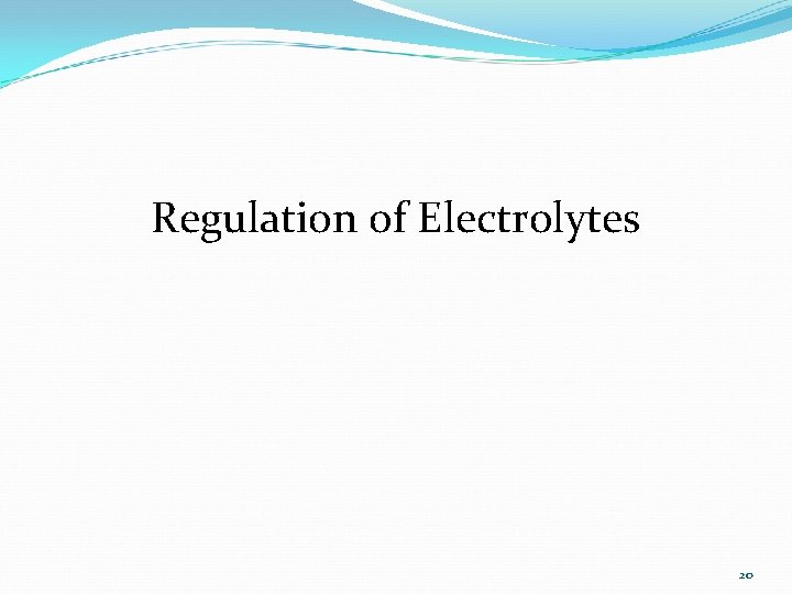 Regulation of Electrolytes 20 