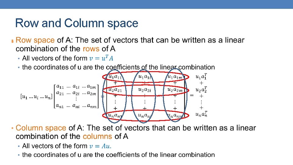 Row and Column space • 