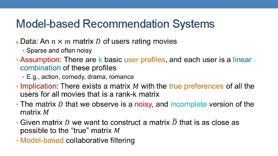 Model-based Recommendation Systems • 