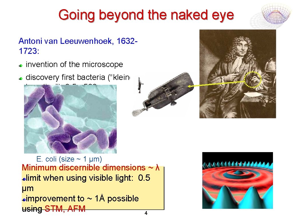 Going beyond the naked eye Antoni van Leeuwenhoek, 16321723: invention of the microscope discovery