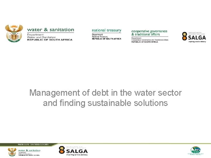 Management of debt in the water sector and finding sustainable solutions 