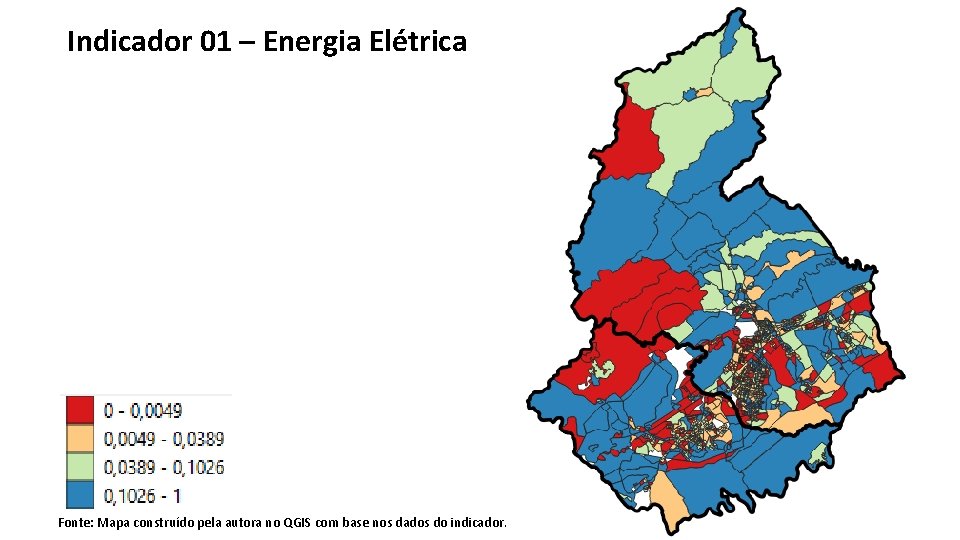 Indicador 01 – Energia Elétrica Fonte: Mapa construído pela autora no QGIS com base