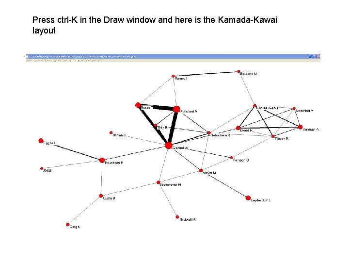 Press ctrl-K in the Draw window and here is the Kamada-Kawai layout 