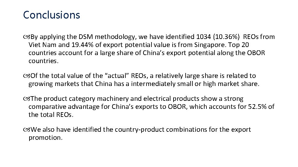 Conclusions By applying the DSM methodology, we have identified 1034 (10. 36%) REOs from