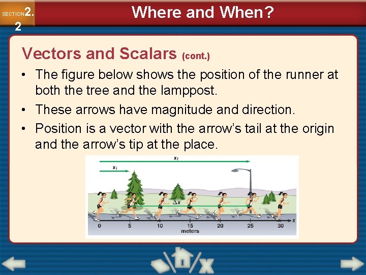 2. SECTION 2 Where and When? Vectors and Scalars (cont. ) • The figure