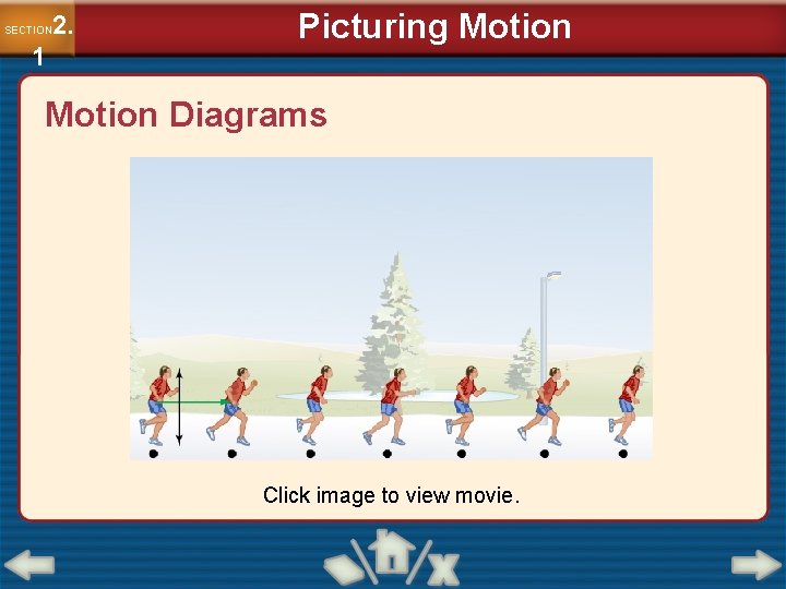 2. SECTION 1 Picturing Motion Diagrams Click image to view movie. 