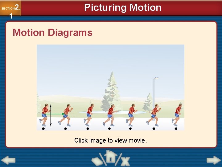 2. SECTION 1 Picturing Motion Diagrams Click image to view movie. 