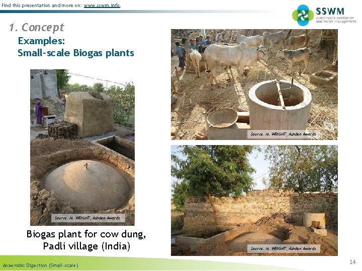 Find this presentation and more on: www. sswm. info. 1. Concept Examples: Small-scale Biogas Find this presentation and more on: www. sswm. info. 1. Concept Examples: Small-scale Biogas