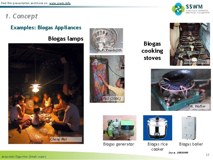 Find this presentation and more on: www. sswm. info. 1. Concept Examples: Biogas Appliances Find this presentation and more on: www. sswm. info. 1. Concept Examples: Biogas Appliances