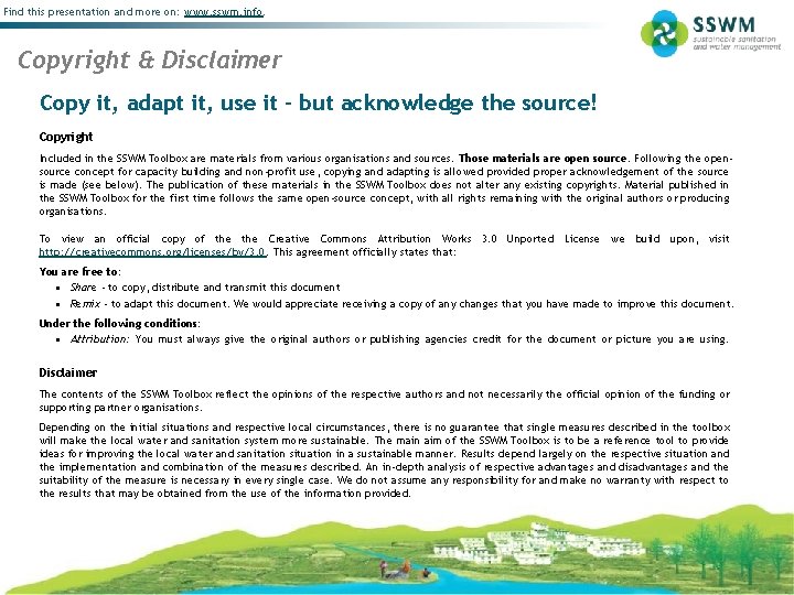 Find this presentation and more on: www. sswm. info. Copyright & Disclaimer Copy it, Find this presentation and more on: www. sswm. info. Copyright & Disclaimer Copy it,