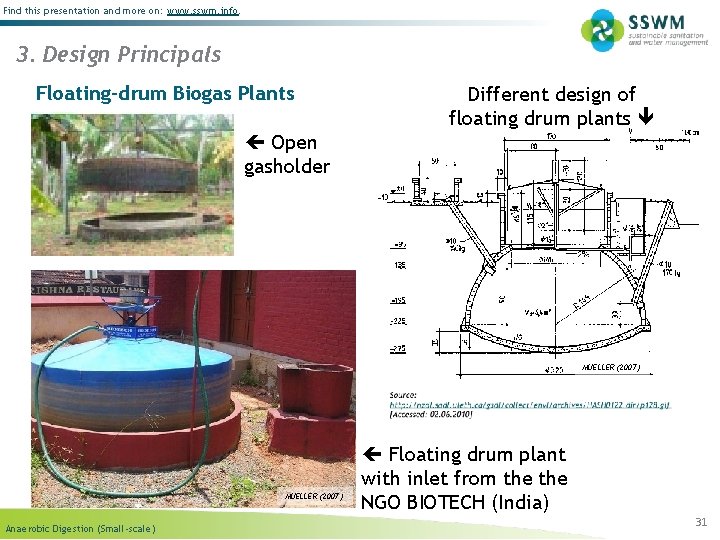 Find this presentation and more on: www. sswm. info. 3. Design Principals Floating-drum Biogas Find this presentation and more on: www. sswm. info. 3. Design Principals Floating-drum Biogas