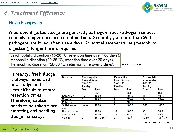 Find this presentation and more on: www. sswm. info. 4. Treatment Efficiency Health aspects Find this presentation and more on: www. sswm. info. 4. Treatment Efficiency Health aspects
