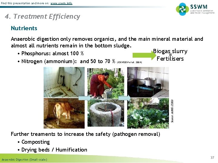 Find this presentation and more on: www. sswm. info. 4. Treatment Efficiency Nutrients Anaerobic Find this presentation and more on: www. sswm. info. 4. Treatment Efficiency Nutrients Anaerobic