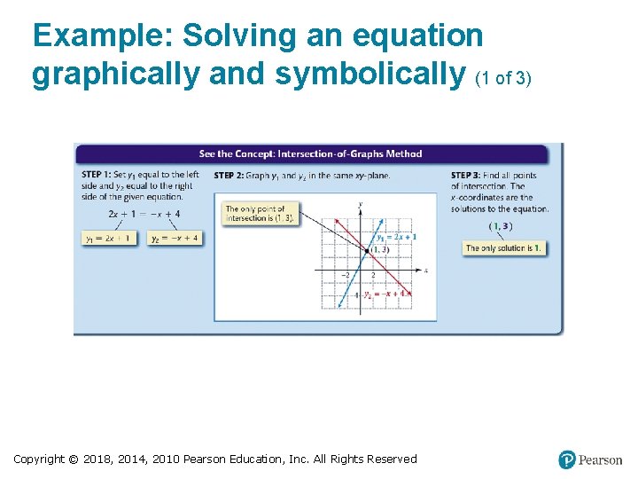 Example: Solving an equation graphically and symbolically (1 of 3) Copyright © 2018, 2014,