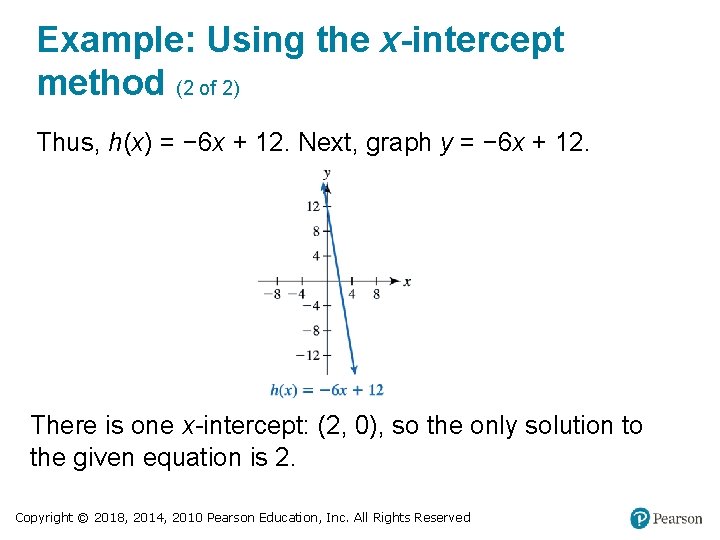 Example: Using the x-intercept method (2 of 2) Thus, h(x) = − 6 x