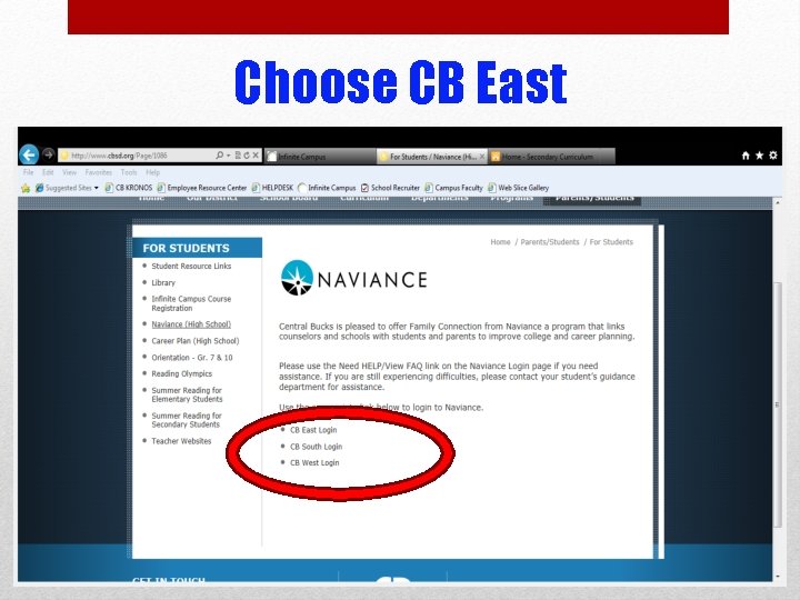 Choose CB East Choose Your School 