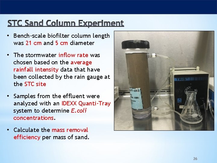 • Bench-scale biofilter column length was 21 cm and 5 cm diameter •