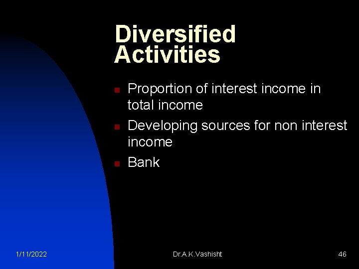 Diversified Activities n n n 1/11/2022 Proportion of interest income in total income Developing
