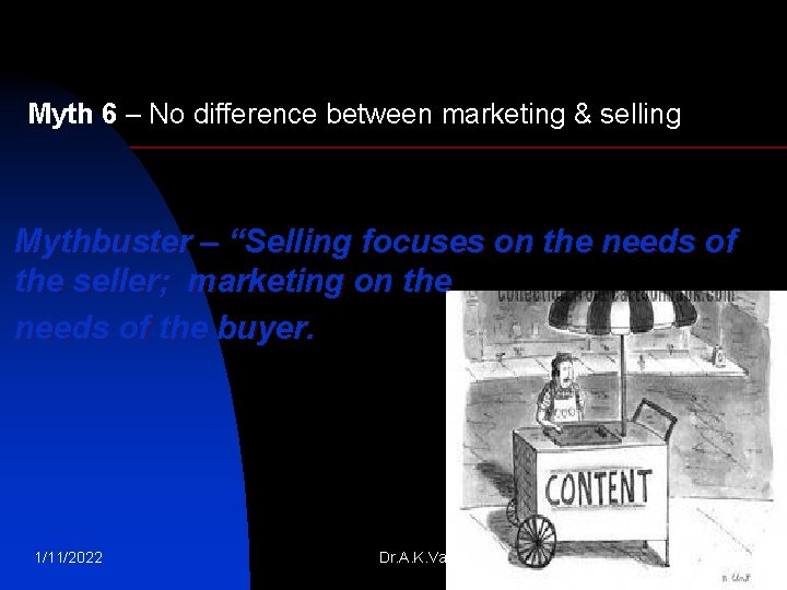 Myth 6 – No difference between marketing & selling Mythbuster – “Selling focuses on