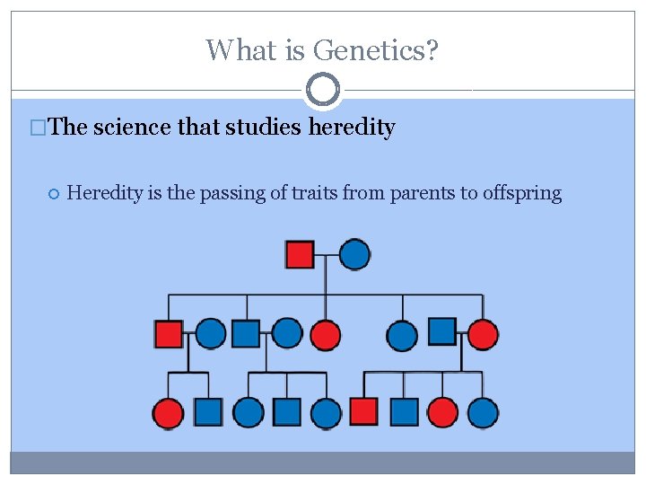 What is Genetics? �The science that studies heredity Heredity is the passing of traits