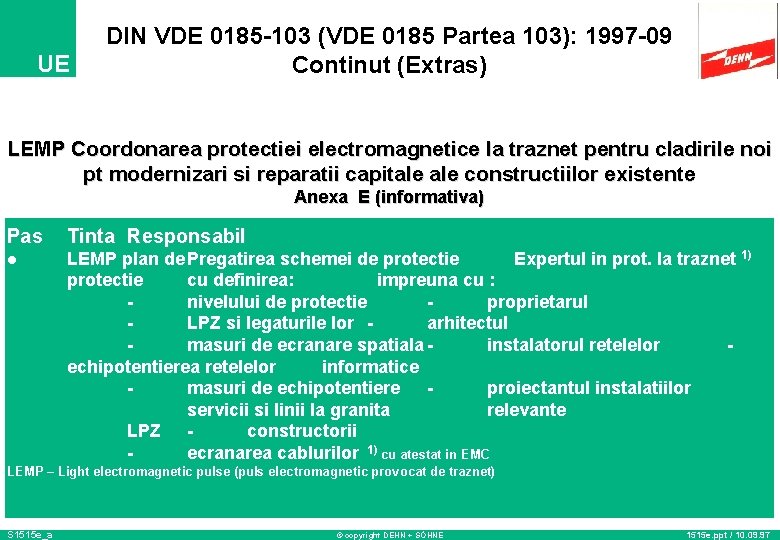 UE DIN VDE 0185 -103 (VDE 0185 Partea 103): 1997 -09 Continut (Extras) LEMP