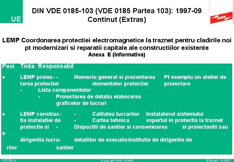 UE DIN VDE 0185 -103 (VDE 0185 Partea 103): 1997 -09 Continut (Extras) LEMP