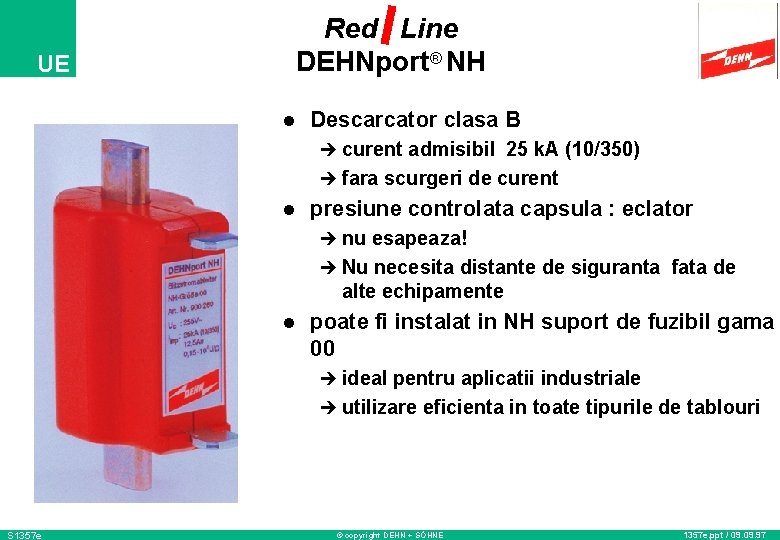 UE Red Line DEHNport® NH l Descarcator clasa B è curent admisibil 25 k.