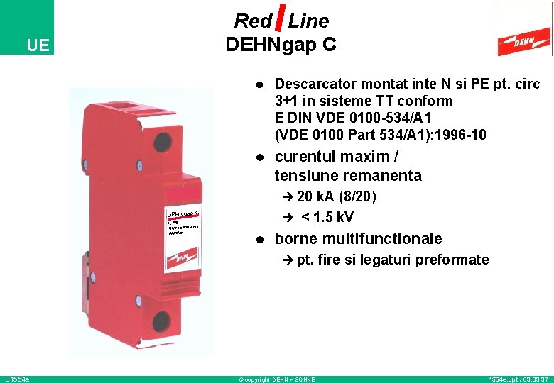 Red Line DEHNgap C UE l Descarcator montat inte N si PE pt. circ