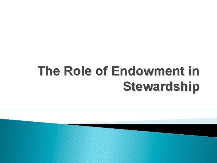 The Role of Endowment in Stewardship 