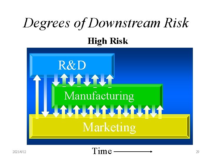 Degrees of Downstream Risk High Risk R&D Manufacturing Marketing 2021/6/12 Time 29 