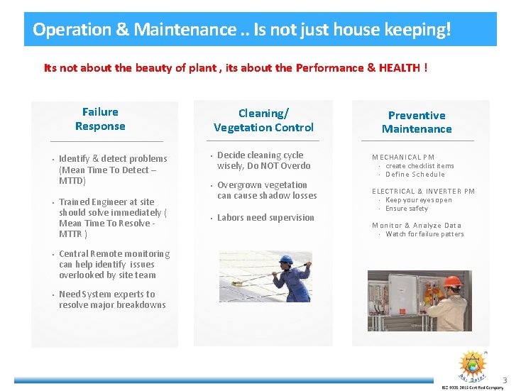 Operation Maintenance. . Is not just house keeping! O&M Field& Services Its not about