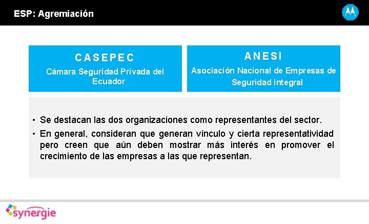 ESP: Agremiación CASEPEC ANESI Cámara Seguridad Privada del Ecuador Asociación Nacional de Empresas de