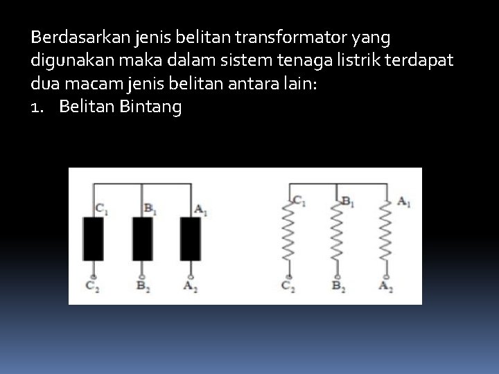 Berdasarkan jenis belitan transformator yang digunakan maka dalam sistem tenaga listrik terdapat dua macam