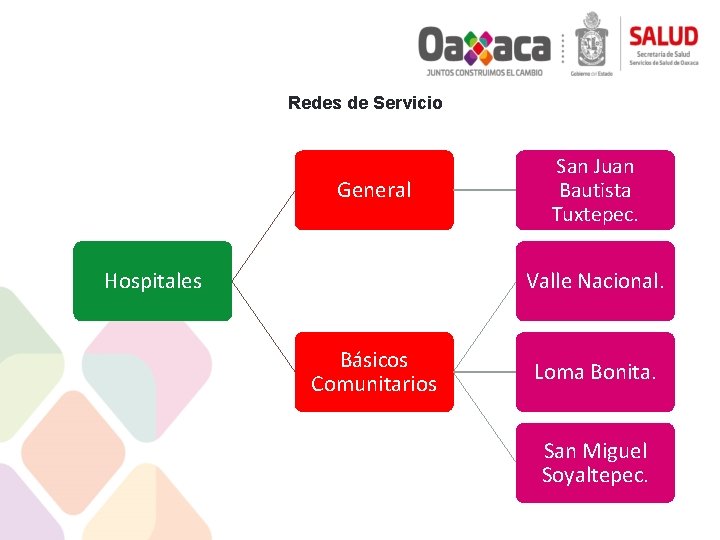 Redes de Servicio General Hospitales San Juan Bautista Tuxtepec. Valle Nacional. Básicos Comunitarios Loma