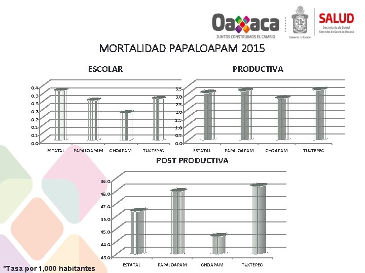 MORTALIDAD PAPALOAPAM 2015 ESCOLAR PRODUCTIVA 0. 4 3. 5 0. 3 3. 0 2.