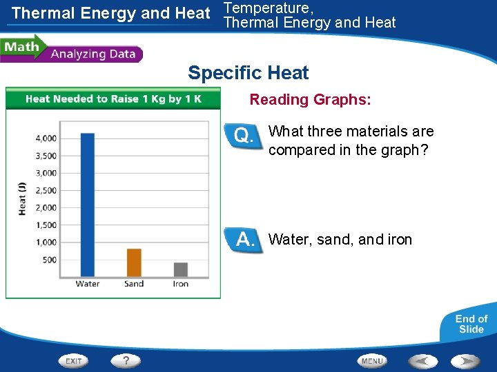 Thermal Energy and Heat Temperature, Thermal Energy and Heat Specific Heat Reading Graphs: What