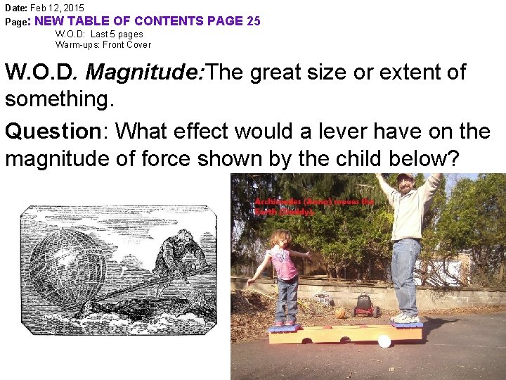 Date: Feb 12, 2015 Page: NEW TABLE OF CONTENTS PAGE 25 W. O. D: