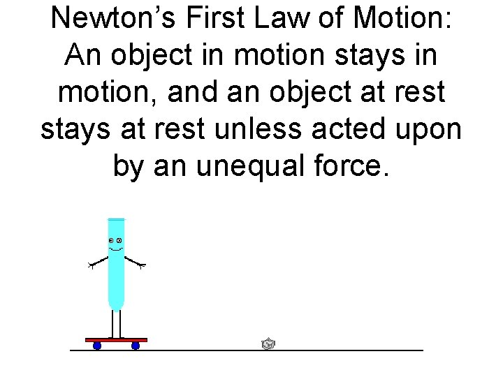Newton’s First Law of Motion: An object in motion stays in motion, and an