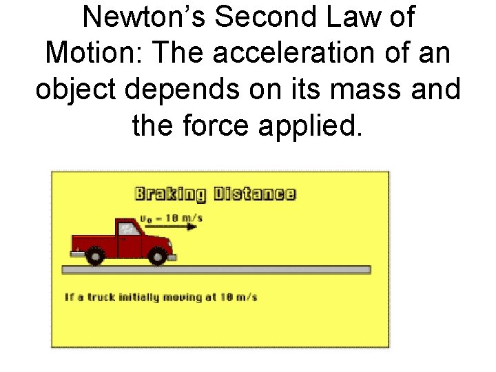 Newton’s Second Law of Motion: The acceleration of an object depends on its mass