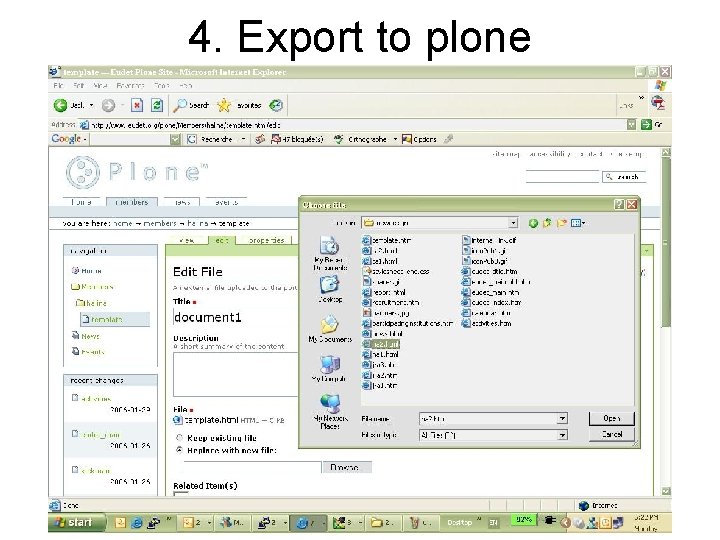 4. Export to plone 