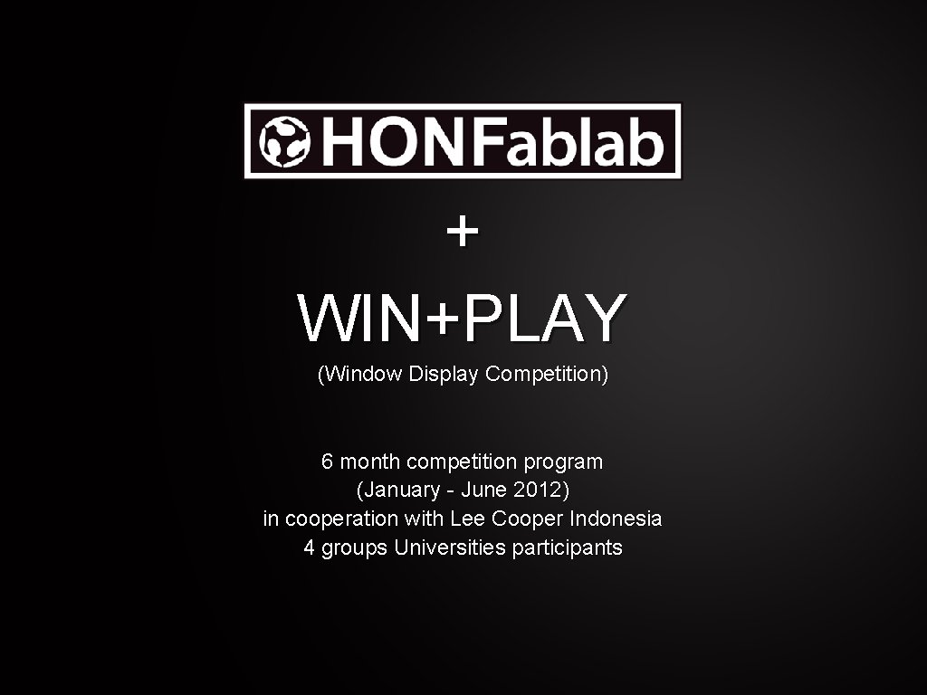 + WIN+PLAY (Window Display Competition) 6 month competition program (January - June 2012) in