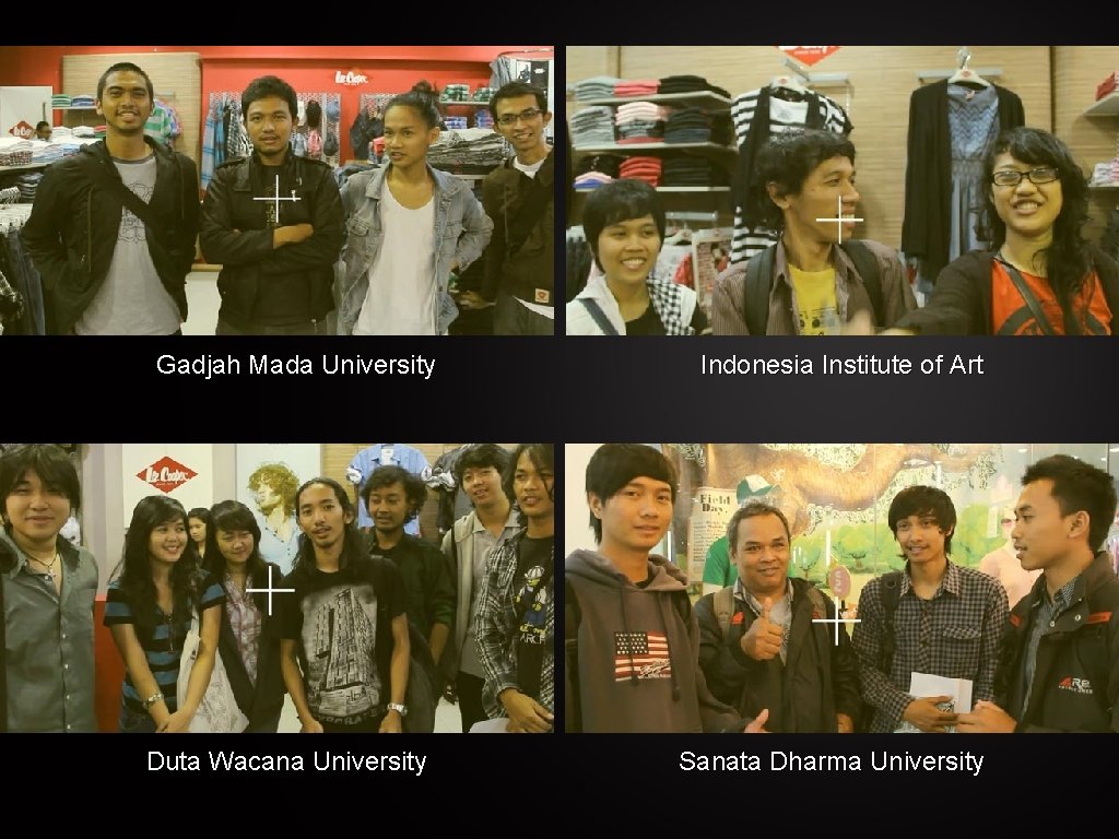 Gadjah Mada University Duta Wacana University Indonesia Institute of Art Sanata Dharma University 