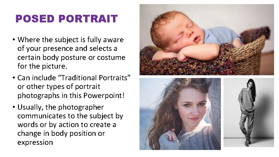 Types of Portraiture Photography The basic definition of