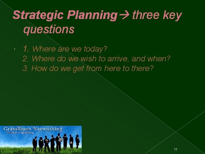 Strategic Planning three key questions 1. Where are we today? 2. Where do we