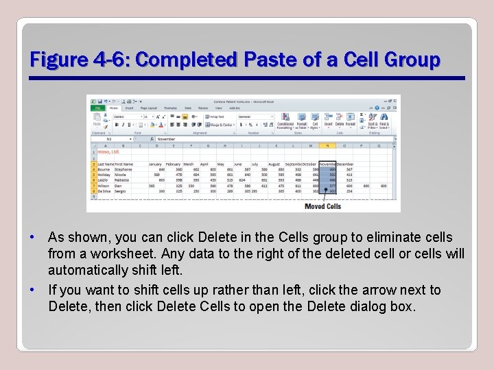 Figure 4 -6: Completed Paste of a Cell Group • As shown, you can