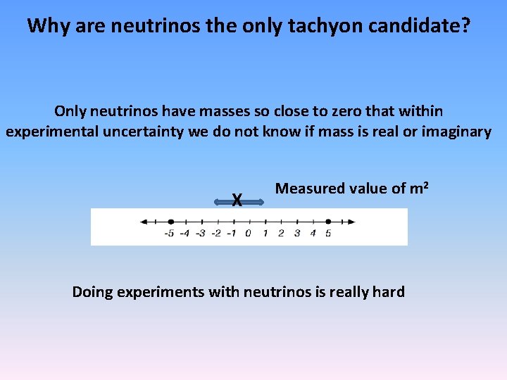 Why are neutrinos the only tachyon candidate? Only neutrinos have masses so close to