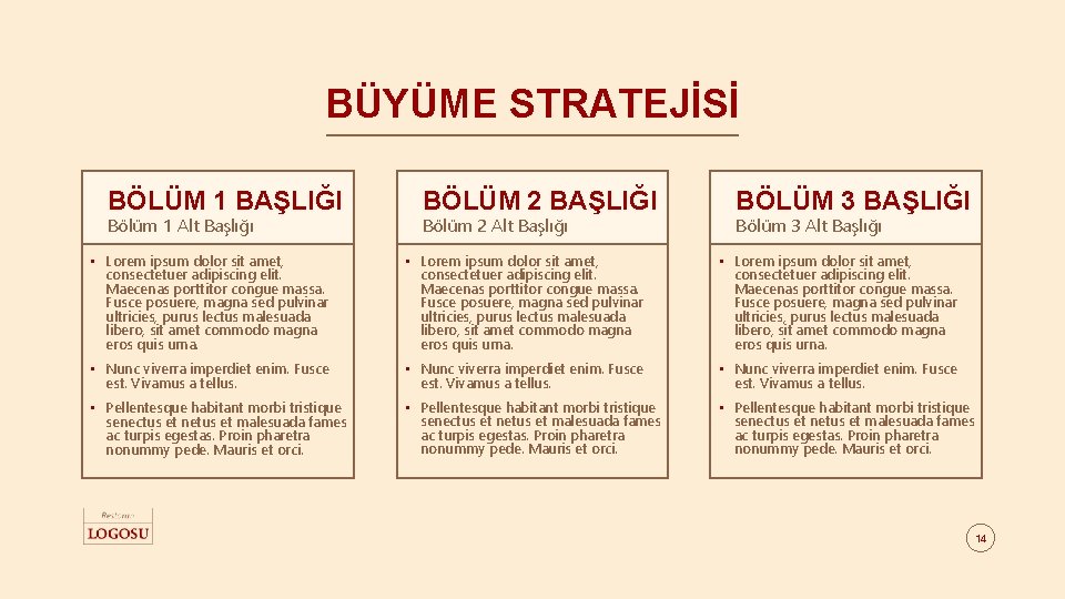 BÜYÜME STRATEJİSİ BÖLÜM 1 BAŞLIĞI Bölüm 1 Alt Başlığı BÖLÜM 2 BAŞLIĞI Bölüm 2